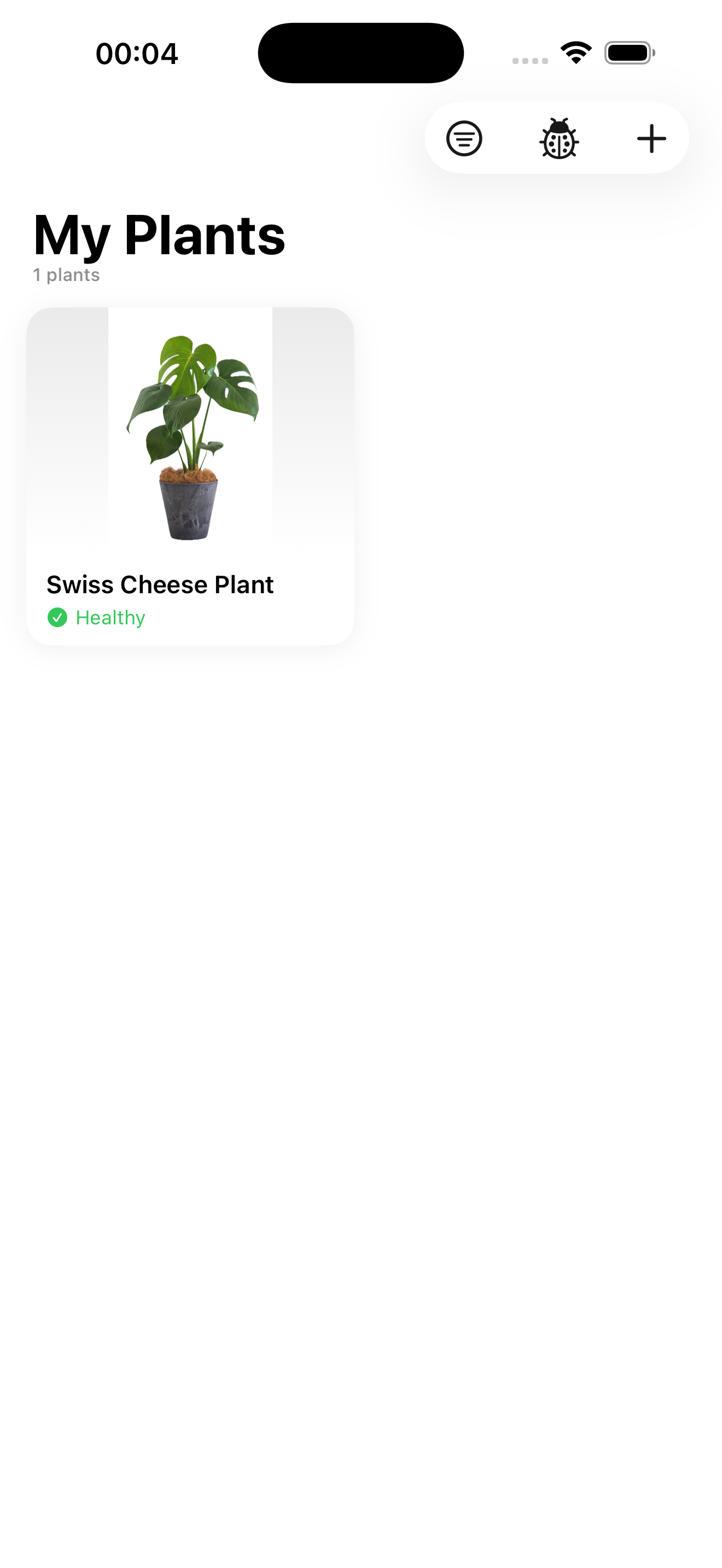 LeafAid home screen showing a plant list
